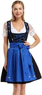 GloryStar Women's German Dirndl Beer Dress 3 Pieces Costumes for Bavarian Oktoberfest Carnival Festival