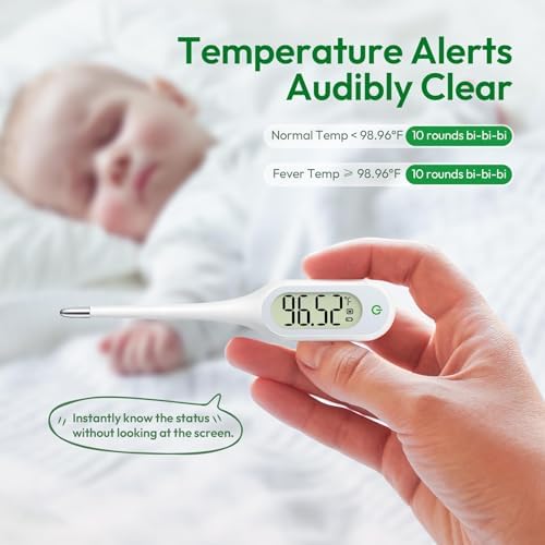 8 Second Thermometer for Adults & Kids, Accurate & Safe Baby Thermometer with Fever Alarm and Memory Recall, Oral, Rectal or Underarm Use