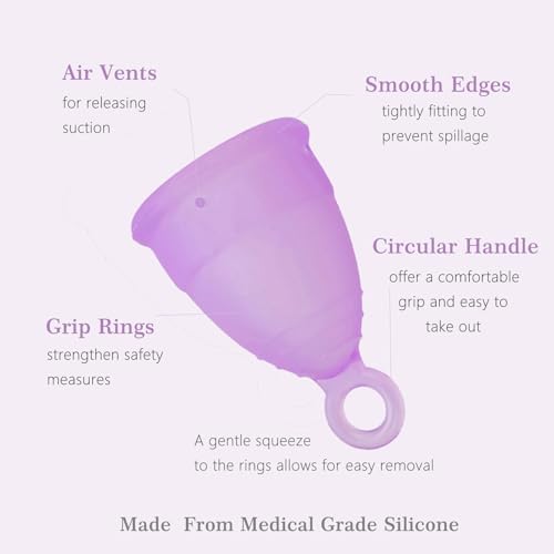 Reusable Menstrual Cups, 12 Hours of Leak-Free Protection, Soft Medical Grade Silicone Period Cups, Beginner Friendly