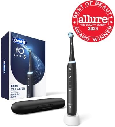Oral-B Rechargeable Electric Toothbrush, iO5 Customizable Clean, 5 Cleaning Modes, Visual Pressure Sensor to Protect Gums, Travel Case, Black