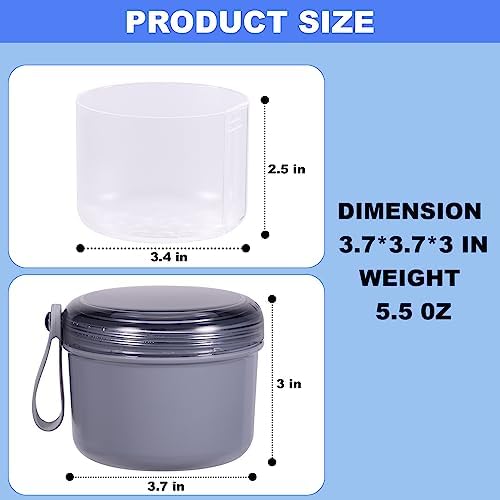 Denture Case, Leak Proof Denture Bath Cup for Travel, Denture Container Cups for Soaking Full & Partial Dentures, Retainers, Denture Cleaning Kit Holder Box with Denture Cleaner Brush-Grey
