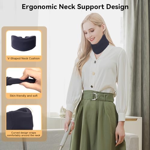Neck Brace for Sleeping, Soft Foam Cervical Collar Neck Support Brace, Keep Vertebrae Stable for Relief of Cervical Spine Pressure for Women & Men(Medium)