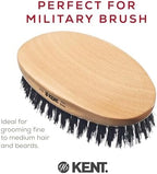 Kent PF22 Oval Black Military Brush - Boar and Nylon Bristle Mix for Men's Grooming, 360 Wave, and Facial Care. Made in England