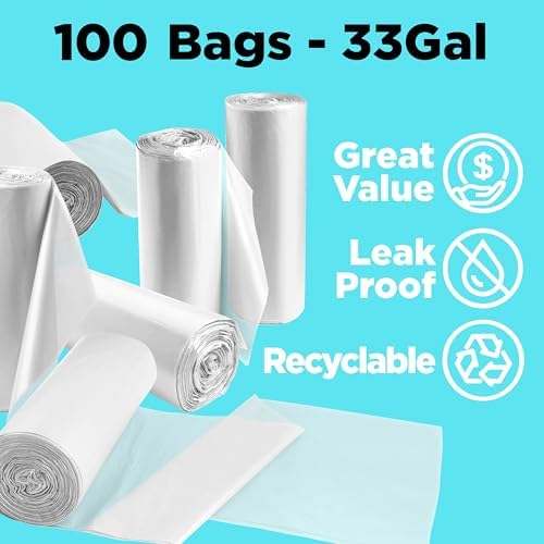 Toughbag Trash Bags 33x39 33 Gal 100/case Garbage Bags 1.2 Mil (Clear)