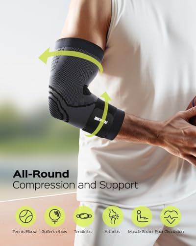 Elbow Compression Sleeve 2 Pack, Elbow Brace for Tendonitis and Tennis Elbow, Pain Relief Brace for Men & Women,Sleeve Reduce Joint Pain for Tennis, Golfer, Workouts, Black (XL)
