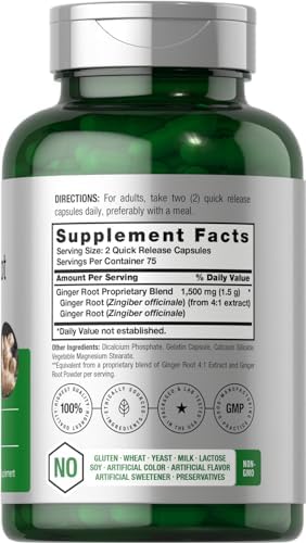 Horbäach Ginger Root Capsules | 150 Pills | Non-GMO, Gluten Free | Ginger Root Extract