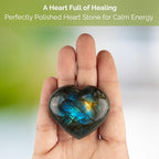 Labradorite Heart Palm Stone, Heart Shaped Crystals and Healing Stones- Pocket Worry Stone for Anxiety and Stress Relief - Healing Crystals for Meditation, Reiki, Spiritual and Crystal Gifts