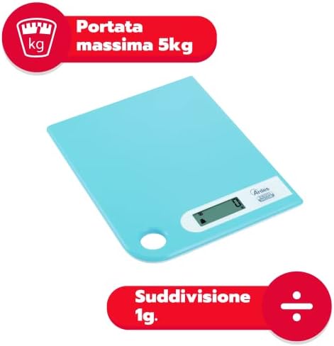 Ardes AR1PA1/V RAL Digital Kitchen Scale, Modern Style with Through Hole for Hanging, Max Weight 5 kg, Blue, Steel