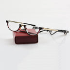 Half Moon Computer Readers Men Women Black Half Frame Reading Glasses Foldable Semi Rimless Presbyopic Glasses Bendable (Color : Red, Size : Diopter+1.5)