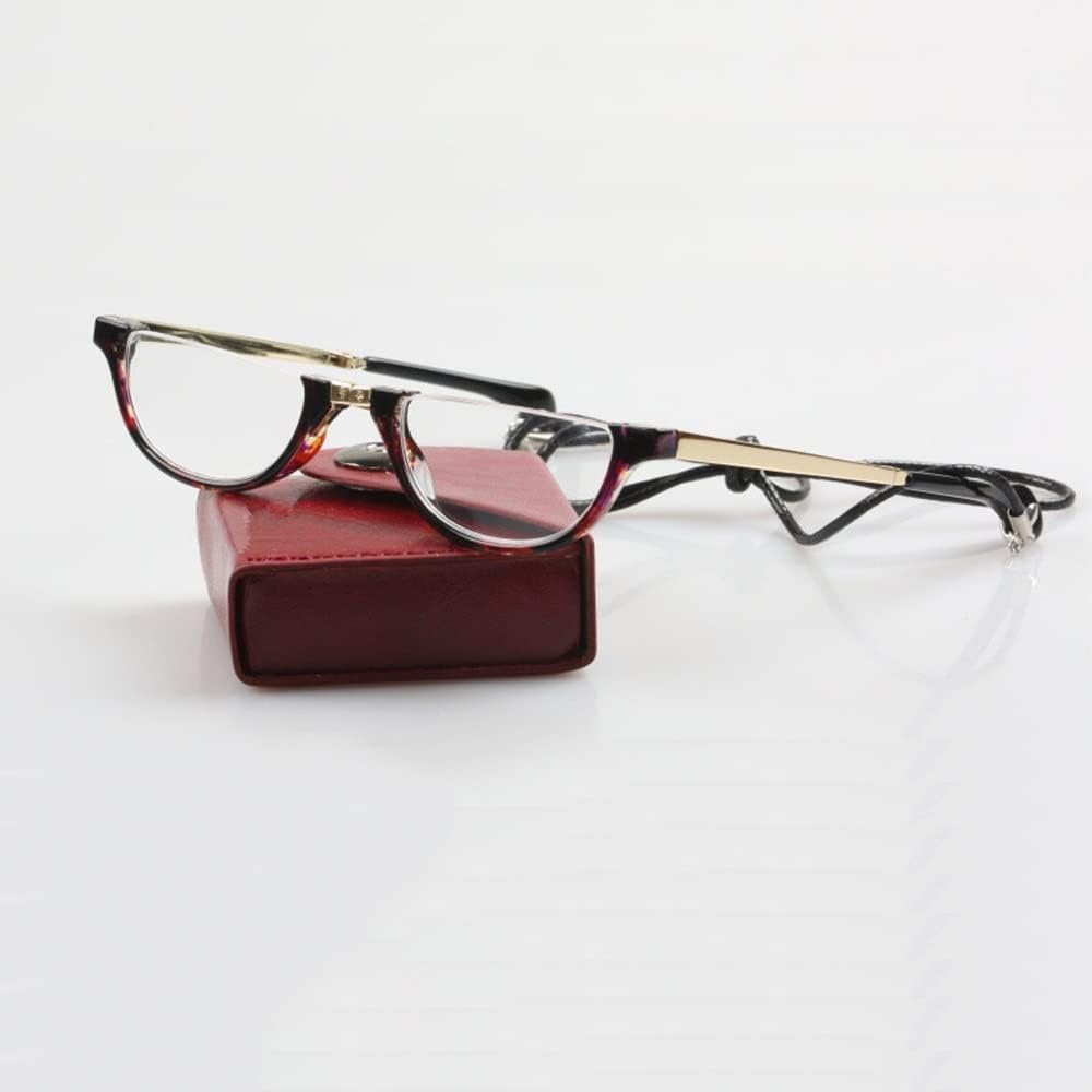 Half Moon Computer Readers Men Women Black Half Frame Reading Glasses Foldable Semi Rimless Presbyopic Glasses Bendable (Color : Red, Size : Diopter+1.5)