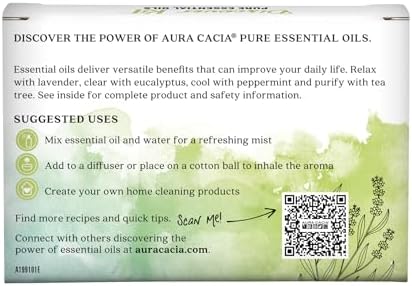 Aura Cacia Discover Essential Oils Kit, 4-Pack, Lavender, Eucalyptus, Peppermint & Tea Tree Oils, Excellent Starter Set