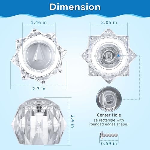 Dreyoo Shower Faucet Handle Replacement for H71, Shower Handle Compatible with Delta Faucet Single Handle Tub Faucets, Shower Knob with Button and Screw, Clear Acrylic