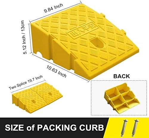 2Pack Curb Ramp, Portable Lightweight Heavy Duty Plastic Driveway Curb Ramps for Low Cars,Motorcycle Ramp,Curb Ramps (5.12 inch High)
