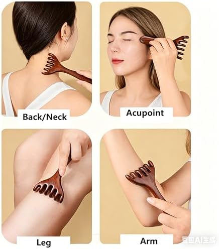 3PCS Multi-Functional Full Body Massager Tool Set for Head, Face, Nose, Eyes, Jaw, Neck, Arm, Shoulder, Leg, Feet, Wooden Scalp Massage Comb for Head, Gua Sha Brush for Women Men, Hair Growth Massage