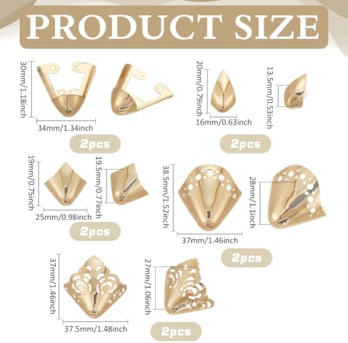 FINGERINSPIRE 10PCS High Heel Toe Protection 5 Styles Light Gold Metal Shoes Pointed Protectors Iron Toe Cap Covers Toe Protectors for Pointed Toe High-Heeled Shoes Shoes Protection Repair Decoration