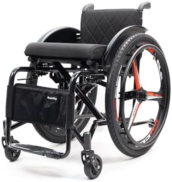 Lightweight All-Terrain Folding Adult Wheelchair Aluminium Self-propelled Manual Adjustable Footrest for Youth, Adults, Elderly(Soft,Seat Width 42cm/16.5in)