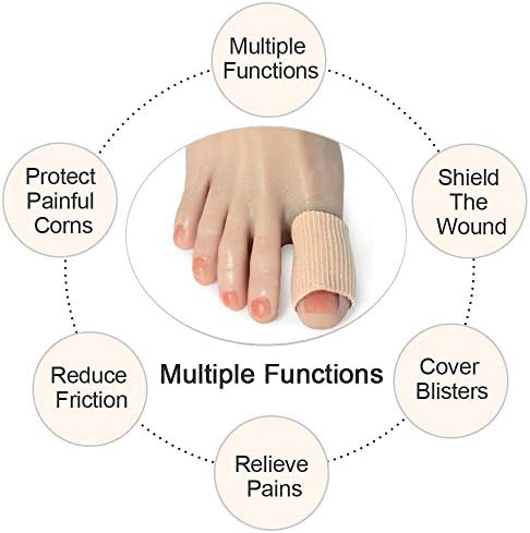 Cuttable Toe Tubes Sleeves 5 Pack Large Size, Made of Elastic Fabric Lined with Silicone Gel. Toes Sleeve Protectors Relief Toe Pressure Pain, Corn and Calluses Remover