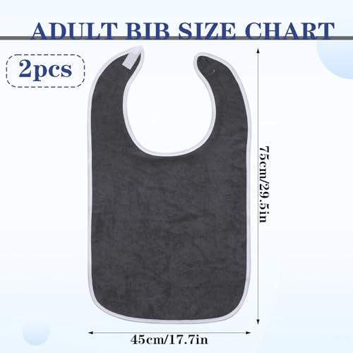 2 Pack Adult Bibs For Men Women Reusable Terry Cloth Bibs For Adults Towel Bib For Senior Citizens