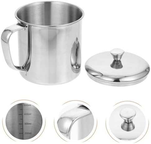 Amosfun Stainless Steel Water Cup with Lid 4.72 X 3.74 Inch Multipurpose Beverage Mug for Coffee Tea Milk Juice Household Use