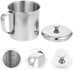 Amosfun Stainless Steel Water Cup with Lid 4.72 X 3.74 Inch Multipurpose Beverage Mug for Coffee Tea Milk Juice Household Use