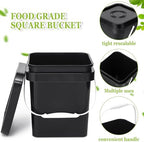 Suzile 10 Pcs Food Grade Square Bucket with Lid 1 Gallon Plastic Bucket 4.5L Utility Industrial Pail with Handle Container for Food Oil Tub Water Fishing Paint House Cleaning Car Washing (Black)