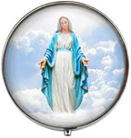 Virgin Mary - Art Photo Pill Box - Charm Pill Box - Glass Candy Box, 40, Silver