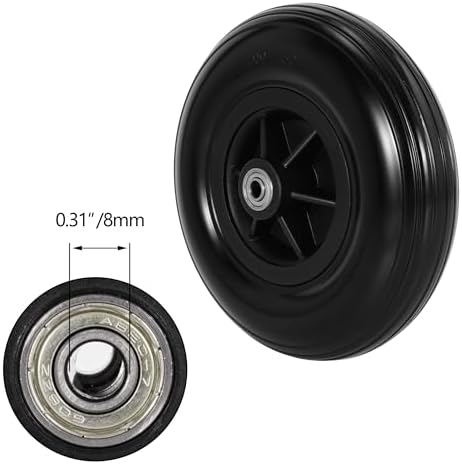 8 Inch Wheelchair Wheel,SOGIME 200X50(8X2) Solid Rubber Caster Wheels 8mm Bearing Hole for Power Wheel Chair Walker,1 Pair Black