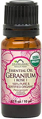 US Organic 100% Pure Rose Geranium Essential Oil (Sourced from South Africa) - USDA Certified Organic, Steam Distilled (10 ml)