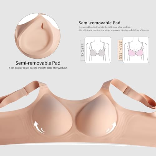 Women Wireless Seamless Bra - Lift & Support Underwire-Free Comfort, Full Coverage T-Shirt Bra
