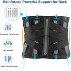 Lower Back Brace for Back Pain Relief, Breathable Lower Back Support for Women & Men, Adjustable Lumbar Support Belt with 7 Stays for Herniated Disc, Sciatica (Large, Black)