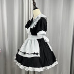 LIUguoo Women Anime Lolita French Maid Dress Cosplay Costume With Lace Apron Headwear