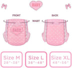 Littleforbig Printed Adult Brief Diapers 10 Pieces - Blushing Baby Pink(M)