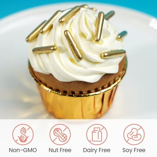 Gold Rods Sugar Sprinkles for Cake Decorating, 150g/5.29oz, Edible Golden Sprinkles, Metallic Gold Rods for Baking, Cupcakes, Cookies Topper, Holiday, Party, Wedding, Birthday Supplies