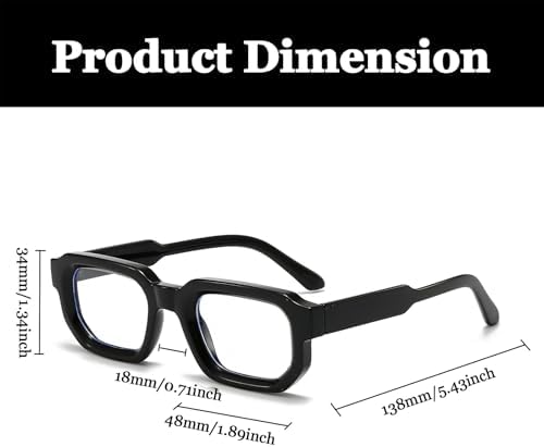 LJCZKA Square Blue Light Blocking Glasses for Men Women Thick Computer Glasses Anti Eyestrain for Reading Texting
