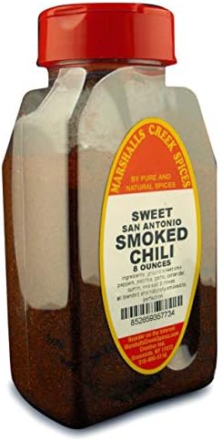 SMOKED SWEET SAN ANTONIO CHILI POWDER FRESHLY PACKED IN LARGE JARS, spices, herbs, seasonings