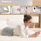 Deepsoon Heating Pad,Electric Heating Pads for Back,Neck,Abdomen,Moist Heating Pad for Shoulder,Knee,Arms,Legs,Dry/Moist Heat & Auto Shut Off,Christmas Gifts for Men and Women,Light Gray,24x12 Inch