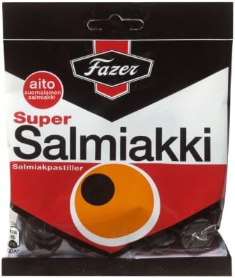 2 Bags X 80g of Fazer Super Salmiakki Original Finnish Salty Licorice Wine Gums Candy Sweets