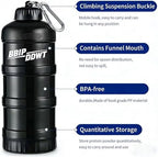 3-Layer Protein Powder Container| With Funnels Stand,|Stackable Leakproof Protein Powder Dispenser,|protein Container To Go For Workout, Fitness, Travel -Black