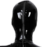 Black Latex Hood Open Eyes Mouth Back Zipper Normal Tight Rubber Mask Club Party Wear Costume