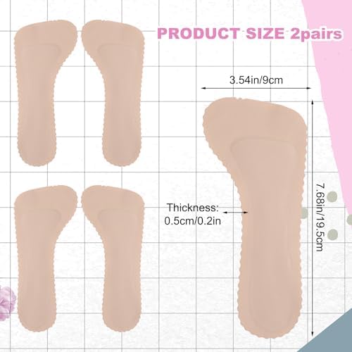 2 Pairs High Heel Comfort Pads, Invisible Self-Adhesive Cushion Insoles Arch Support Weight Shifting Shoe Inserts for Women Comfort Insoles Shoe Pads for Sandals Flats Pump Dress Shoes Boots (Beige)