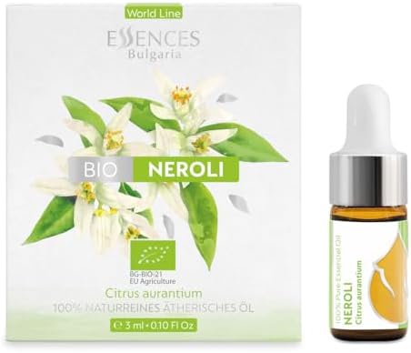 Essences Bulgaria Organic Neroli Essential Oil 0.1 Fl Oz | 3ml | Citrus aurantium | 100% Pure and Natural | Undiluted | Therapeutic Grade | Aromatherapy | Cosmetics | Cruelty Free | Non-GMO | Vegan