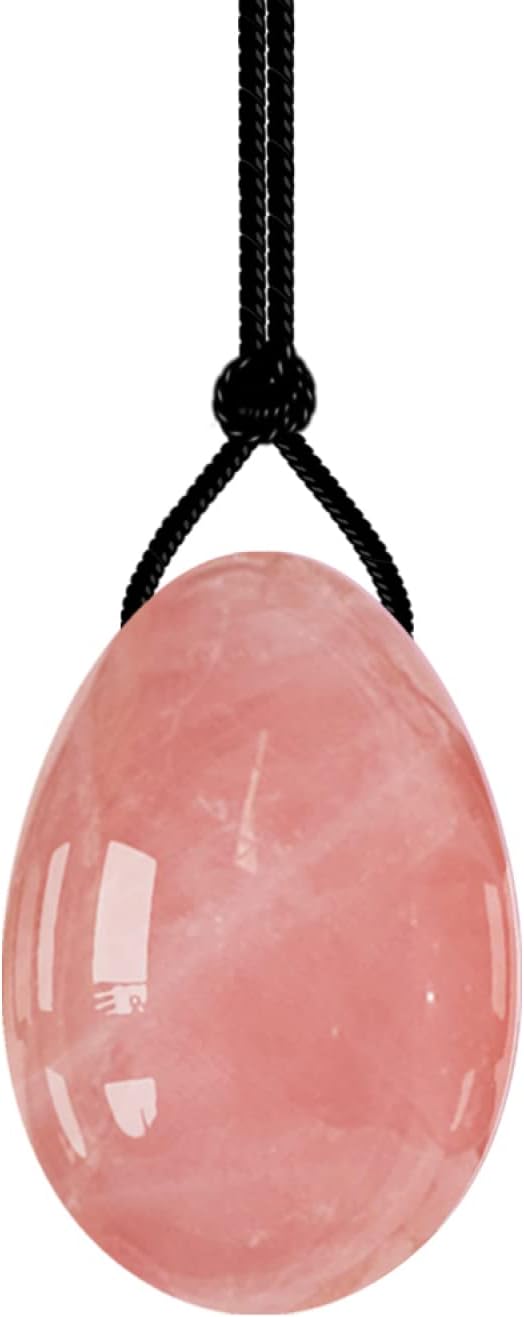 MYMEO Drilled Yoni Egg 30X20mm Natural Stone Jade Eggs Crystal Massage Ball Kegel Exercise Tools,Rose Quartz Eggs