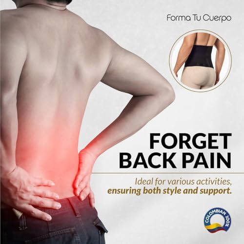 Forma Tu Cuerpo Waist Trainer Neoprene Black Belt - Adjustable Lumbar Support Belt for Workout, Back Support for Men & Women