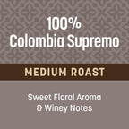 Don Francisco's 100% Colombia Supremo Whole Bean Coffee, Medium Roast – 100% Arabica Coffee, 20 oz Bag