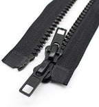 YaHoGa 2PCS #5 30 Inch Two Way Separating Jacket Zipper for Sewing Jacket Coat Molded Plastic Zippers Bulk (30" TW Black)