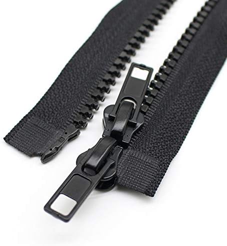 YaHoGa 2PCS #5 30 Inch Two Way Separating Jacket Zipper for Sewing Jacket Coat Molded Plastic Zippers Bulk (30" TW Black)