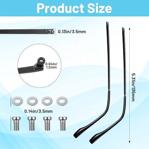 1 Pair Eyeglass Arm Replacement,Metal Universal Eyeglasses Repair Kit with Screws and Glasses Legs Replacement Eye Glass Tightening Kit Include Screws Washers Screwdrivers