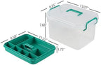 Clear Medicine Organizer Storage Box with Handle & Tray, Plastic Empty First Aid Box, Multipurpose Medical Container with Lid, Medication Caddy for Home, Baby, Elderly, Dorm