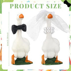 Honeydak Goose Couple Wedding Cake Topper Handmade Goose Figurines Animals Figures Decoration for Wedding Cake Ornament, Bride & Groom Engagement Anniversary, Funny Couple Statue Desk Decoration