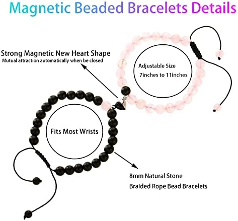 Magnetic Couple Bracelet Set Friendship Couple Long Distance Matching Bracelet Natural Turquoise Beaded Bracelet Women Men for Graduation Valentine's Day Daily Gifts